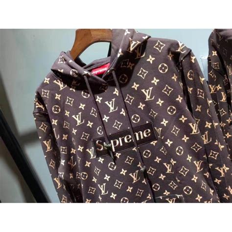 louis vuitton x supreme hoodie brown price|louis Vuitton X supreme tracksuit.